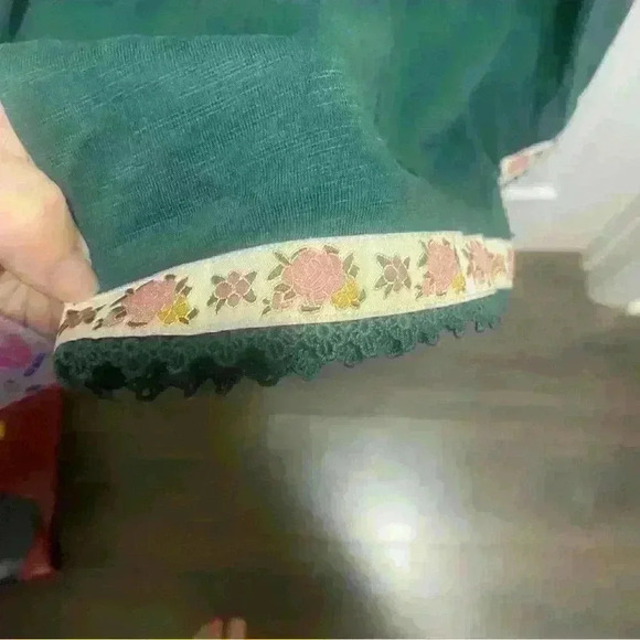 Matilda Jane Womens Dress Nadine Fancy Charlie Emerald Green Floral Trim Size S - Picture 5 of 11